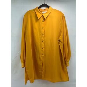 Maggie Barnes 80's mustard 24W extra long button down blouse